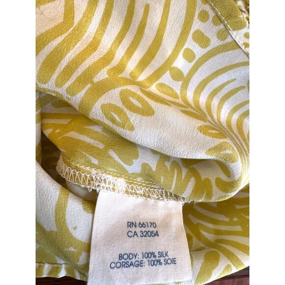 Anthropologie Edme & Esyllte EUC Green & Cream Silk Blouse W/ Floral Embellishme - Picture 7 of 8